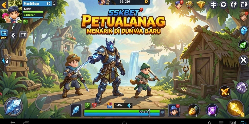 Screenshot gameplay menunjukkan aksi seru dalam petualangan 55KBET.