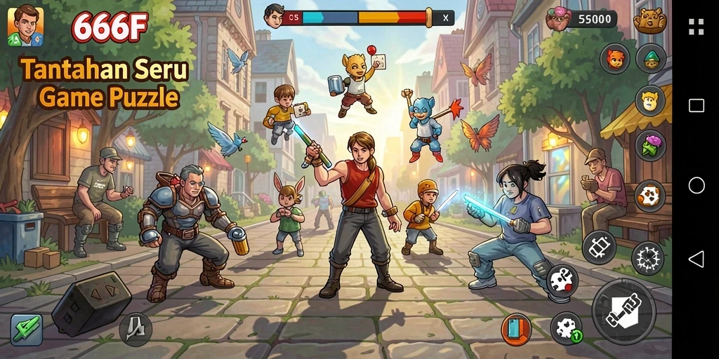Tampilan permainan 666F dengan puzzle yang menantang dan menarik.