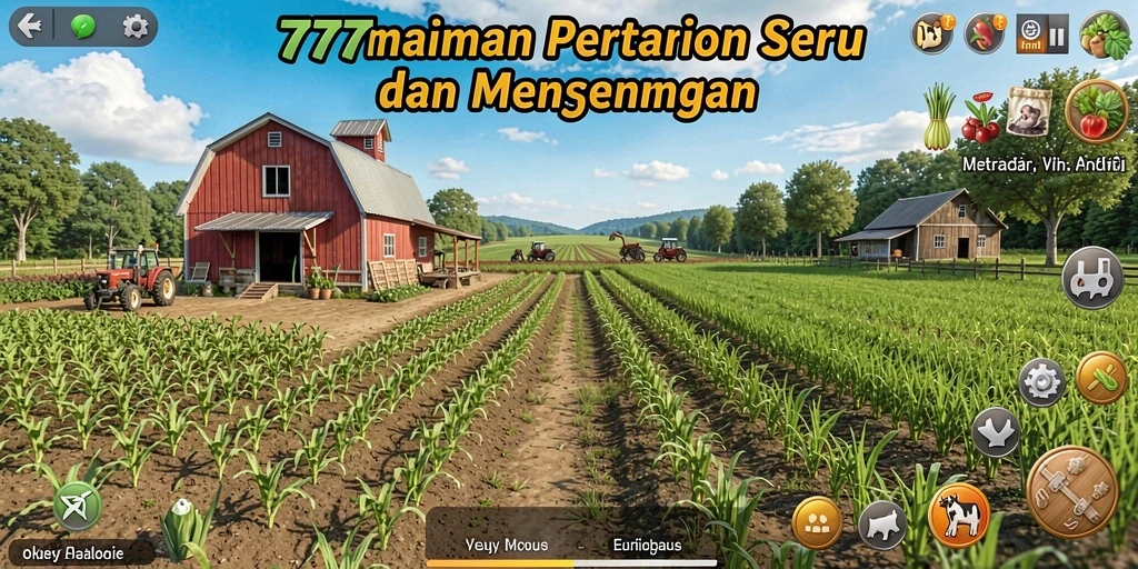 Tampilan gameplay 777RT dengan aktivitas bertani yang seru dan interaktif.