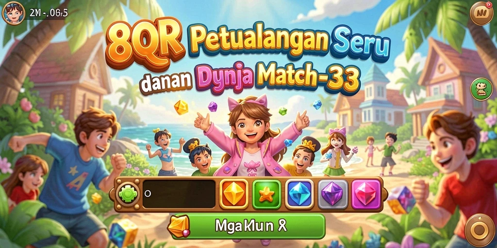 Tampilan gameplay seru di 8QR dengan kombinasi match-3 yang menantang.
