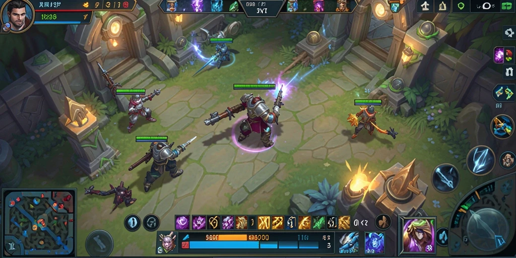 Tangkapan layar game ADAM77 menampilkan pertempuran seru antara karakter MOBA.