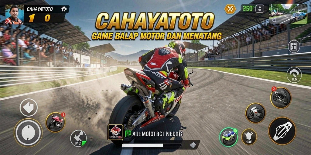 Gameplay CAHAYATOTO menampilkan aksi balap motor yang mendebarkan.