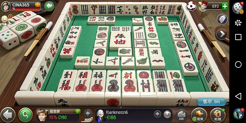 Screenshot gameplay CINA365 menampilkan papan permainan Mahjong yang menarik.