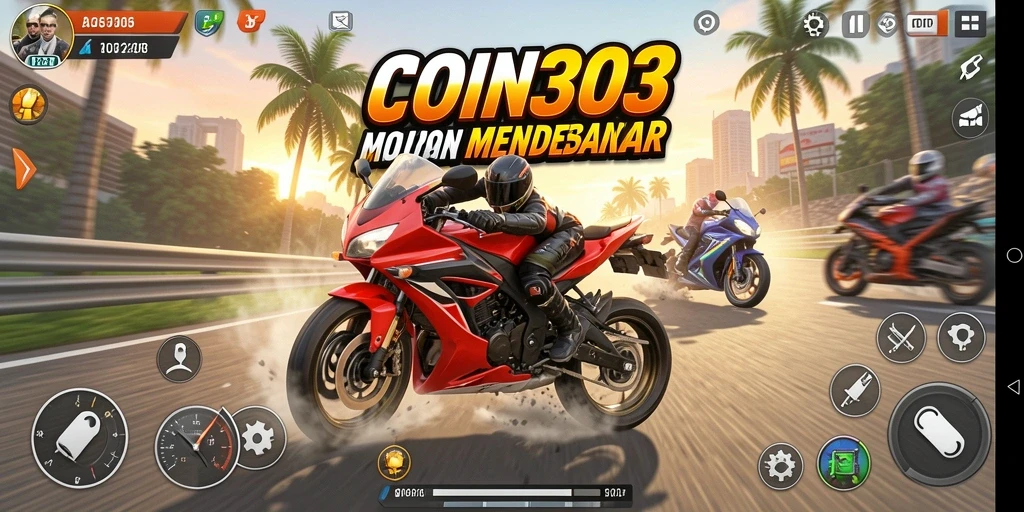 Tampilan gameplay seru dalam balapan motor.