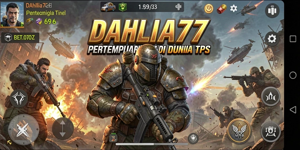 Screenshot gameplay DAHLIA77 menampilkan aksi tembak-menembak yang intens.