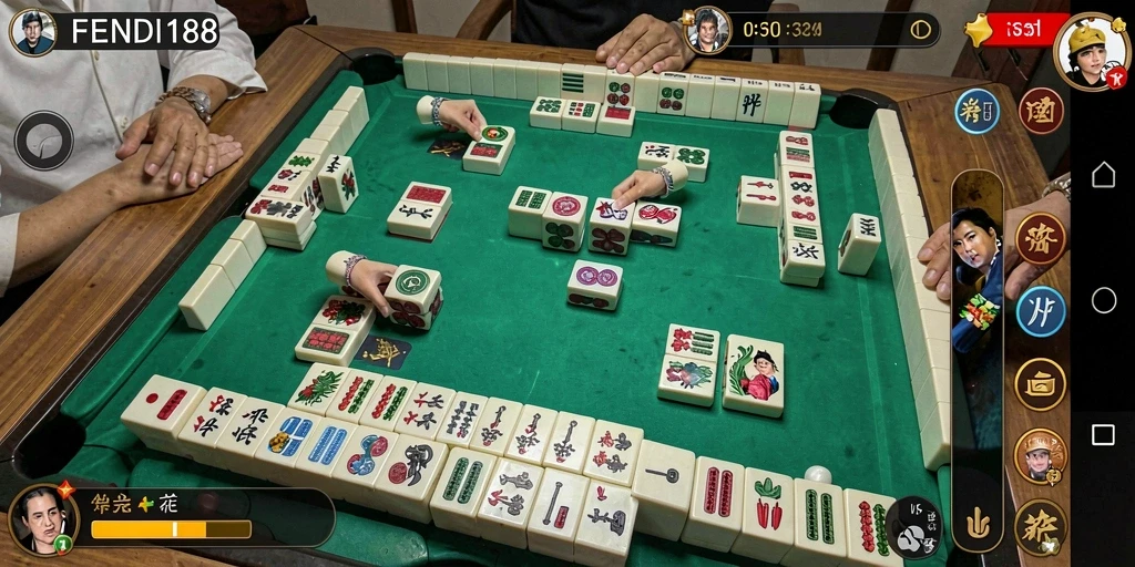 Tampilan gameplay menarik dari FENDI188 dengan desain ubin Mahjong.