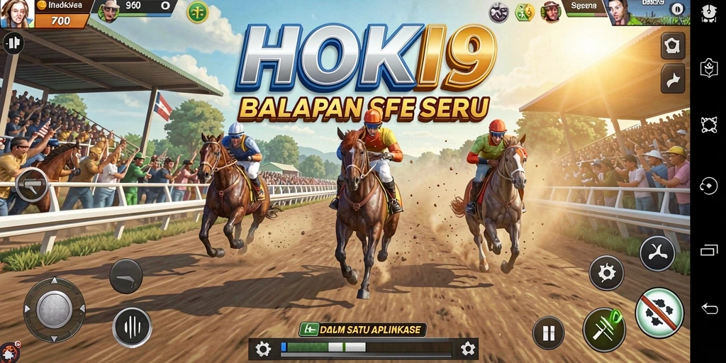 Tampilan gameplay seru HOKI9 saat mobil melaju kencang di trek.