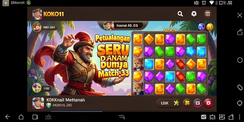 Tangkapan layar KOKO11 menampilkan momen seru dalam gameplay Match-3.