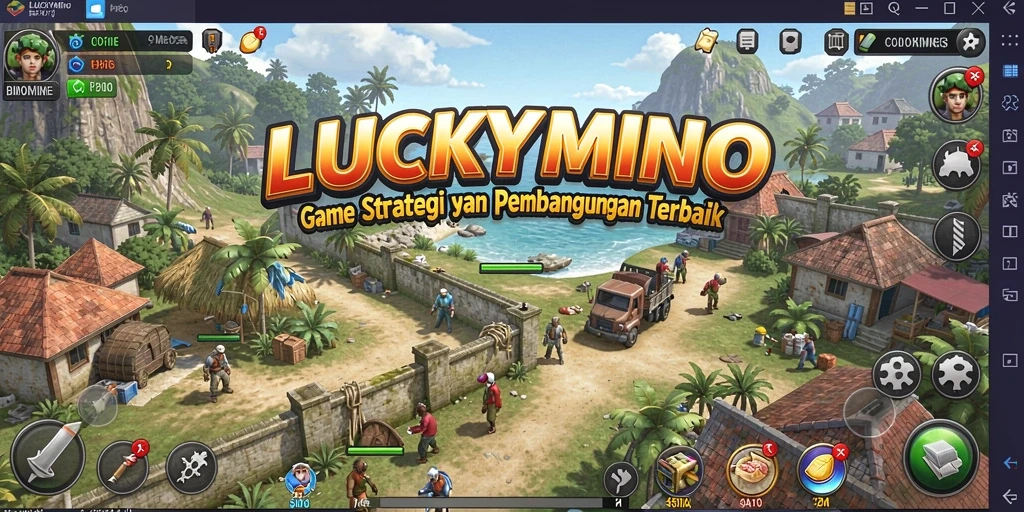 Tampilan gameplay LUCKYMINO yang menarik dengan strategi membangun kerajaan.