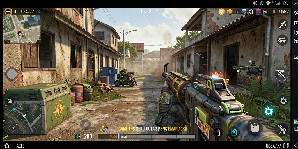 Tampilan gameplay LUSA777 dengan aksi tembak-menembak yang menegangkan.