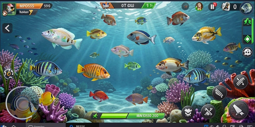 Tampilan gameplay MPO555 dengan aksi menembak ikan yang seru.