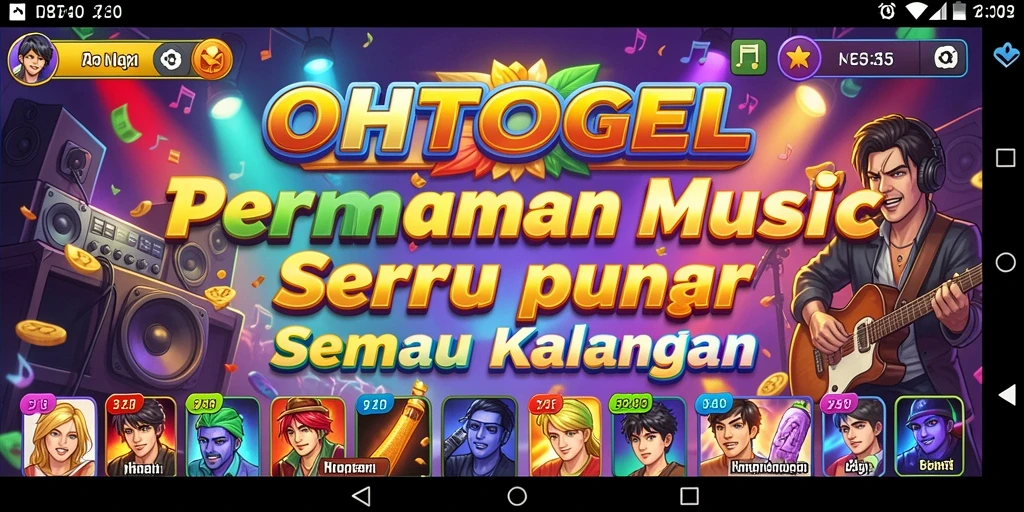 Screenshot menunjukkan gameplay seru OHTOGEL dengan interaksi musik yang menyenangkan.