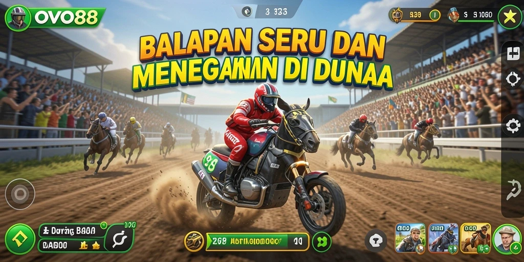 Tangkapan layar gameplay OVO88 yang menunjukkan serunya balapan.