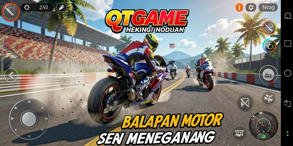 Tampilkan gameplay seru di lintasan balapan motor.