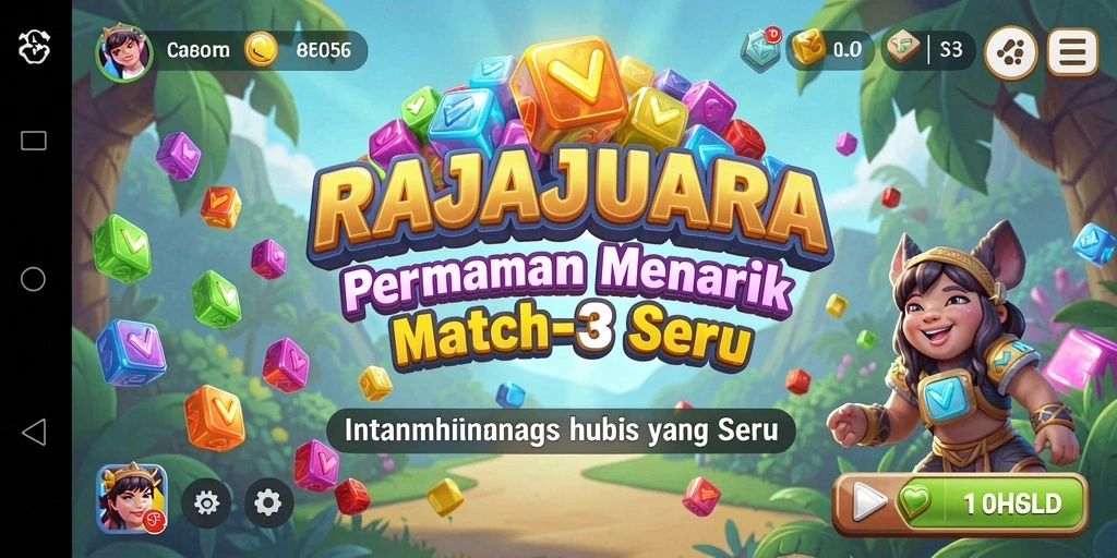 Tampilan gameplay seru Match-3 di RAJAJUARA.
