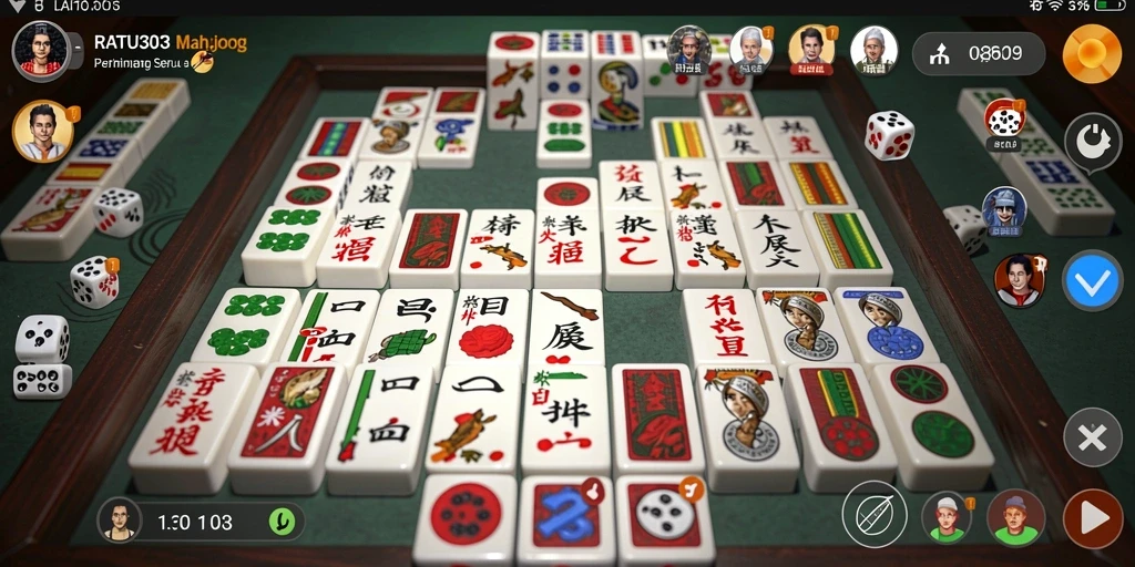 Tampilan gameplay seru di RATU303 dengan ubin Mahjong yang menarik.