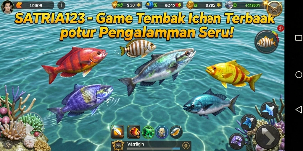 Screenshot gameplay SATRIA123 menampilkan aksi menembak ikan yang seru.