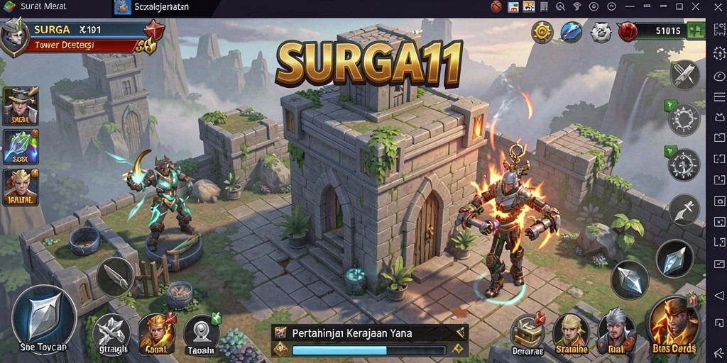 Gameplay SURGA11 yang menegangkan dalam melindungi kerajaan.
