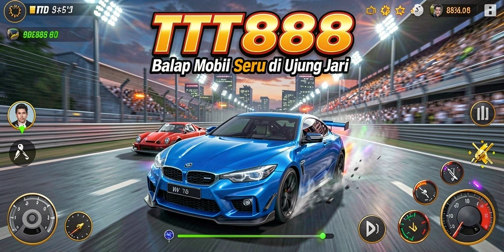 Screenshot gameplay TTT888 dengan balapan mobil yang menegangkan.