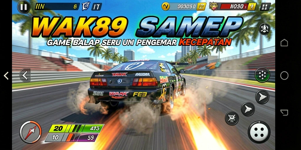Tampilan gameplay <strong>WAK89</strong> yang penuh aksi balap di lintasan menantang.