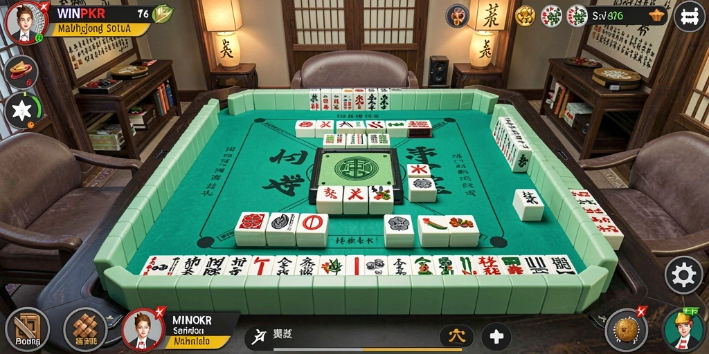 Screenshot gameplay <strong>WINPKR</strong> menampilkan keseruan bermain Mahjong.