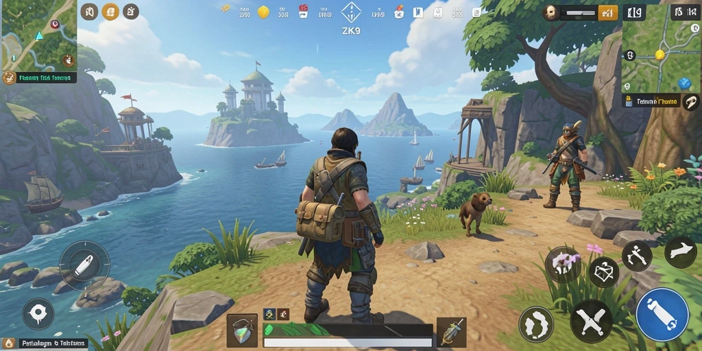Gameplay ZK9 menampilkan petualangan seru di dunia terbuka.