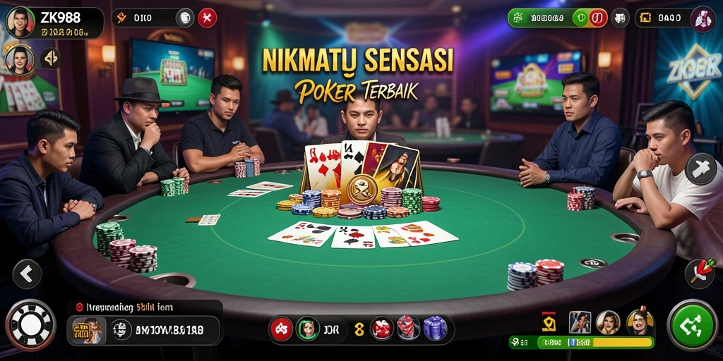 Tampilan gameplay seru di aplikasi Poker ZK988.